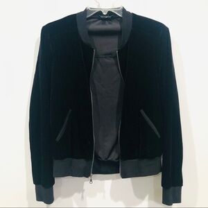 DREW Anthropologie Velour‎ Velvet Black Bomber Jacket Size S